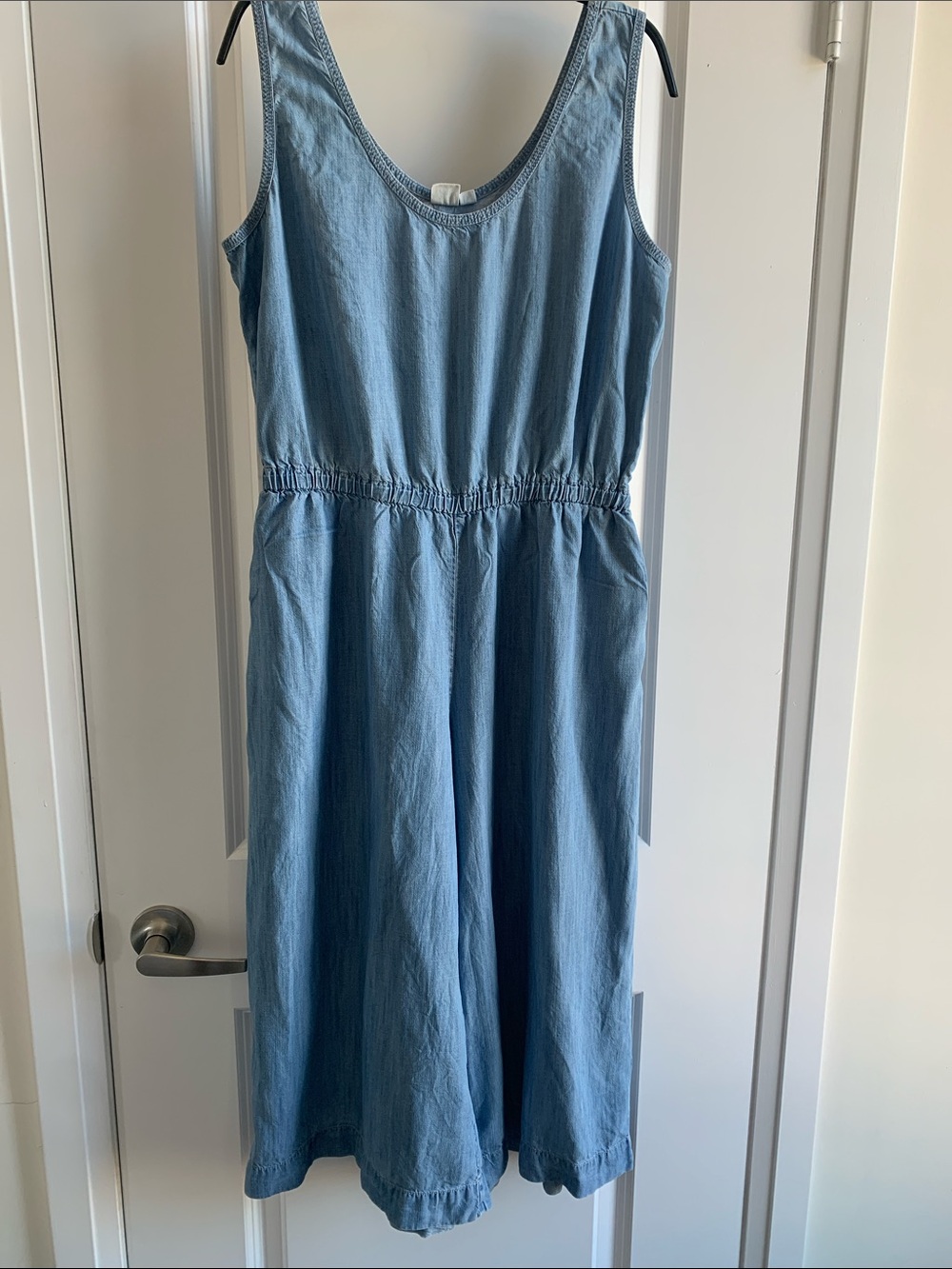 GAP Light Denim Wide Leg Romper w/pockets